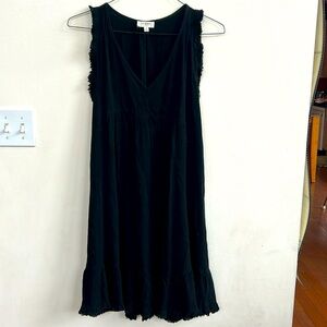 Linen fringed midi dress